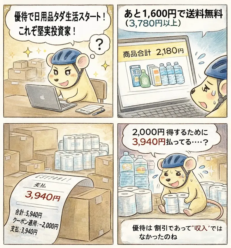 アスクル(2678)株主優待4コマ漫画